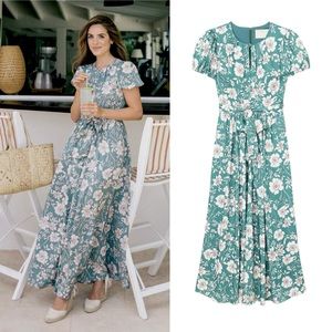 👗 NWOT Gal Meets Glam Collection Shannon green white floral maxi dress 2